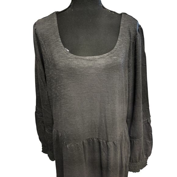 Denim & Co. NWT Canyon Retreat Tall Easy MidiBoot Dress L Tiered Cotton Blend - Picture 2 of 5